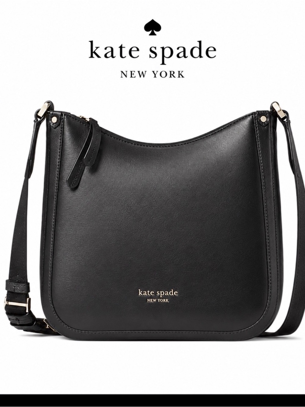 kate spade Black Leather Saddle Crossbody Bag